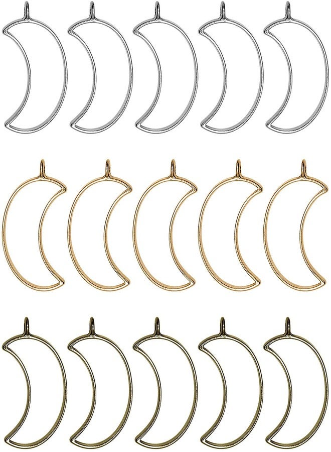 Excellentcrafts Half Moon Open Bezel Pendants Charms Resin Molds for Jewelry Findings DIY Pressed Flower Frame Mixed Color 20pcs - Image 1
